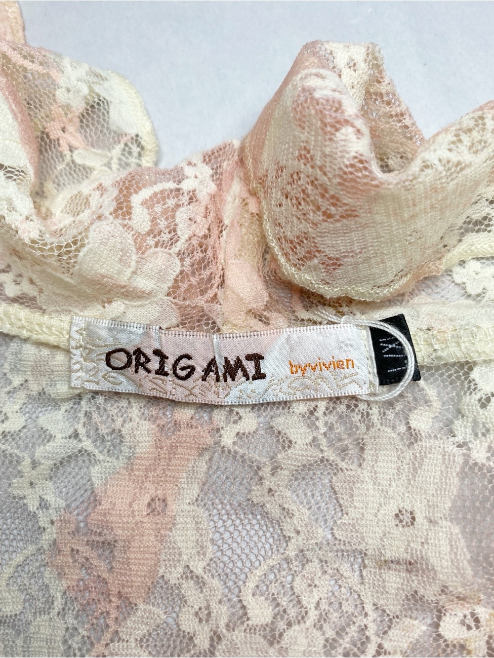 Origami by Vivien Boho Daisy Floral Lace Ruffle Open Front Duster Size L/XL - Picture 4 of 4